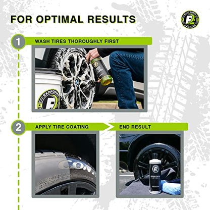 ExoForma PermaShine Tire Coating & Dressing - Extreme High Shine & Durability - Long-Lasting Acrylic Anti-Stick No-Sling Protection - Won’t Wash Off - Dries Fast to the Touch - 8 fl oz