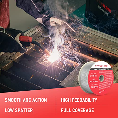 YESWELDER Flux Core Gasless Mig Wire, Mild Steel E71TGS .030+.035-Diameter, 2-Pound Spool, 2-Packs Dual Specification Welding Wire - size: .030''+.035''