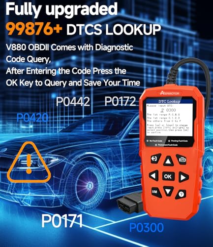 OBD2 Scanner,V880 Car Scanner Diagnostic Tool: Car Check Engine Code Reader with Reset,Live Data & Freeze Frame,Mode 6, Mode 8, OBDII Scan Tool for All OBD II Protocol Vehicles Since 1996 - color: red