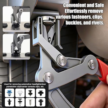 Car Clip Pliers & Trim Removal Tool,Automotive Clip Removal Tool for Plastic Fasteners,Professional Multi-Functional Panel Removal Pliers for Push Pin & Door Trim Disassembly Without Damage