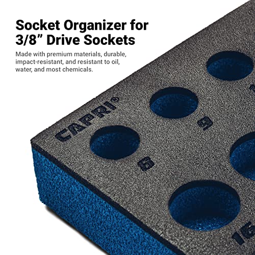 Capri Tools Mechanic's Tray for 3/8 in. Drive Sockets, Metric Blue - size: Metric