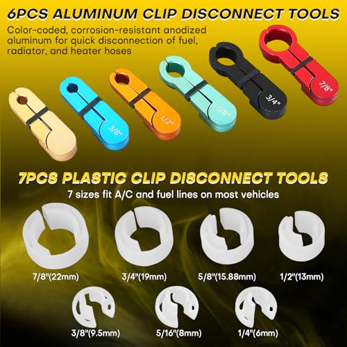 26PCS Fuel Line Disconnect Tool Set | Ac Line Disconnect Tool, Fuel Line Removal Tool, Professional Fuel, A/C, Transmission Line Removal Set with Disconnect Pliers