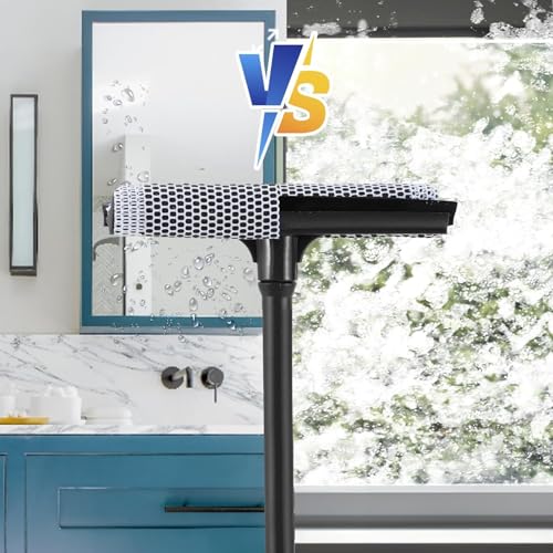 Window Squeegee, 2-in-1 Window Cleaner, Window Washing Kit, Multi-Use Car Windshield Cleaning Tool with Long Handle for Glass,Shower,Outdoor Window Cleaning (15.9")