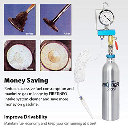 FIRSTINFO 4-in-1 Fuel Injection & Intake Valve Cleaner, Vacuum Tester Kit | Combustion chamber service | Quick coupler | Switch valve control | Negative pressure gauge