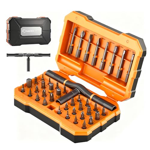 Sakerplus 42 in 1 Magnetic Screwdriver Set, Ratcheting Screwdriver Kit,Detachable Multi-Functional Handle & 40pcs in Storage Case for Electronics, Furniture, DIY& Holiday Gifts (Orange) - color: Orange
