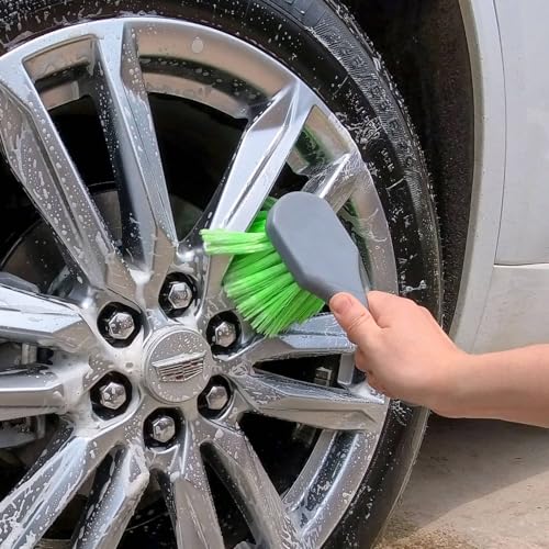 Wheel and Tire Brush Kit for Car Cleaning, Upgraded Bristles, Efficient | scratch-free | soft, dense wheel bristles and stiff efficient tire bristles | won't bend, splay, or lose shape