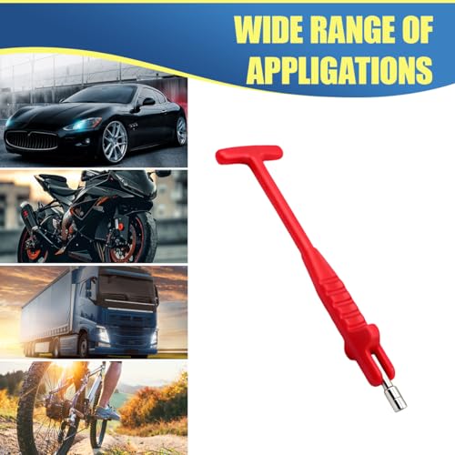 Car Tire Valve Stem Puller/Installer Tool with T Handle, No Scratch Car Valve Stem Remover Extender Adapter Replacement, Universal Car Tire Valve Stem Removal and Installation Repair Tool(Red) - color: Red