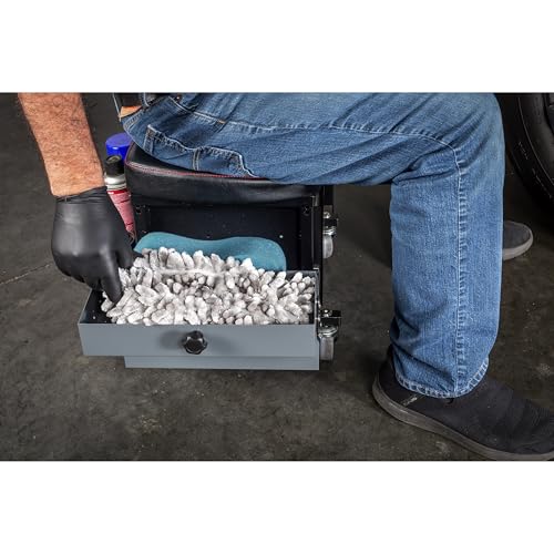 Powerbuilt Rolling Seat with Expandable Tool Trays, Roller Toolbox Garage Stool - Grey 941918ECE - style: Expandable Tool Trays