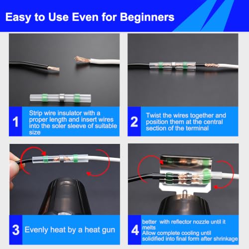 252PCS Heat Shrink Solder Seal Wire Connectors Kit -120 Waterproof Butt Connectors &132 3:1 Heat Shrink Tubing, Marine-Grade Insulated Electrical Wire Terminals for Automotive, Boat, Truck - size: 252PCS