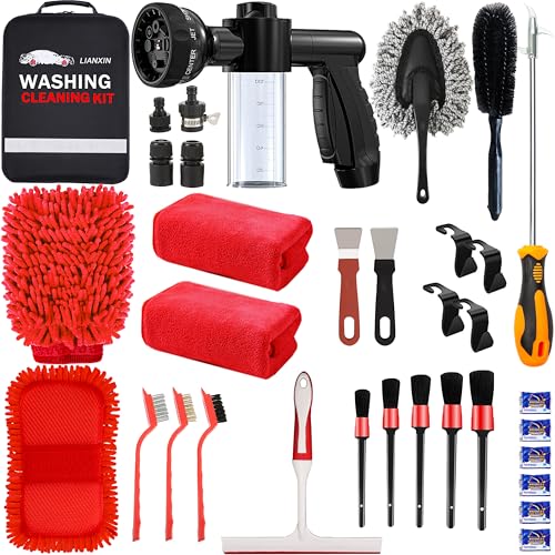 LIANXIN Car Wash Kit -Car Cleaning Kit Cars Washs Foam Gun Microfiber Sponge Cars Washing Kits Tire BrushTowels Complete Large Washs Mitt - size: XXL-21