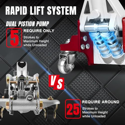 Big RED 1.5 Ton Floor Jack,Aluminum and Steel Hydraulic Low Profile Car Jack with Dual Piston Quick Lift Pump,Lightweight Racing Floor Jack for Vehicle,3,000 lb Capacity,Red,TAM815016LR - size: 1.5 Ton RED, style: Aluminum and Steel