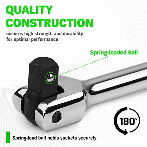 SWANLAKE GARDEN TOOLS 6-Piece Premium Breaker Bar Set, 1/4", 3/8" & 1/2" Drive, Heavy Duty Breaker Bars, 6-inch, 10-inch, 15-inch Length with 180° Rotatable Head - style: 6PCS SET