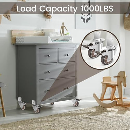 Nefish 3 Inch Side Mount Casters Wheels, L-Shaped Rubber Caster Set of 4, Ball Bearing 360 Degree Plate Swivel Castors Wheel 1000 LBS, Casters Wheels for Furniture, Baby Bed, Kitchen, Cabinet, Table - style: 3 IN L-Shaped (4 Pack)