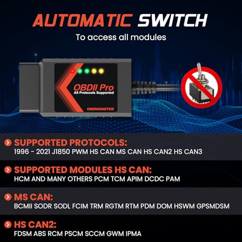 ELM327 OBD2 Adapter Compatible with F150 F250 and More, for MS/HS CAN Automatically Switch, OBDII Diagnostic Scanner via USB for Windows only - color: OBD2 Adapter