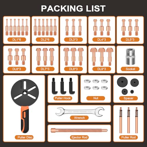 55-in-1 Bearing Puller Kit, Upgraded Heavy-Duty Wheel Bearing Removal Tool & Blind Hole Puller Set with Non-Slip Handle for Automotive, Industrial, Farm Use, Includes Portable Case (55in1-puller) - size: 55in1-puller