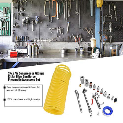 ZJchao 20-Pcs Fittings Kit - Dual Purpose Pneumatic Tools for & Blowing, Versatile Automotive Accessory Set