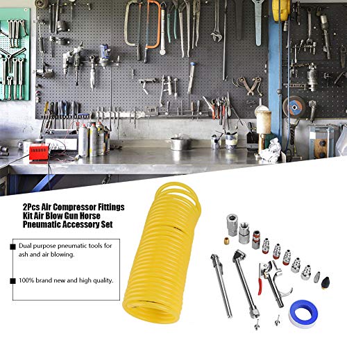 20Pcs Air Compressor Accessories Kit, Air Nozzle Kit Quick Fitting and Nozzles Tire Gauge Pneumatic Tool Set for Automotive Repairing, Maintenance, Cleaning