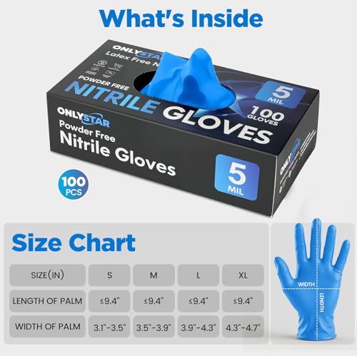 Food Grade Nitrile Gloves Small, 100Pcs, 5 Mil | Latex & Powder Free, Disposable Gloves for Cooking Food Prep, Cleaning, Hair Dye, Salon, Beauty, Crafting, Gardening - color: Blue(100 Pcs), size: Small