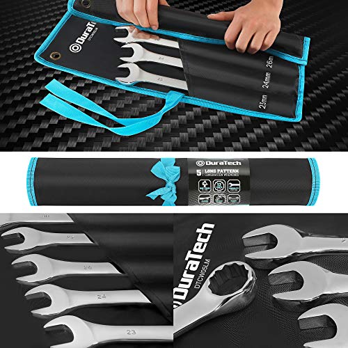 DURATECH Long Pattern Combination Wrench Set, Metric, 5-Piece, 23-30mm, 12 Point, CR-V Steel, with Pouch - size: Metric(23 to 30mm)