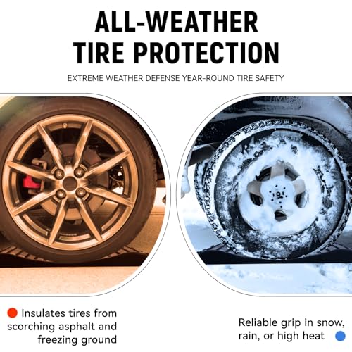 Tire Saver Ramps Set of 4, Rubber, Prevent Flat Spots for Storage | Wheel Cradles, Tire Stoppers & Protectors, Supports Up to 60,000 lbs, Trailer, Camper & Truck Ready, Carry Bag