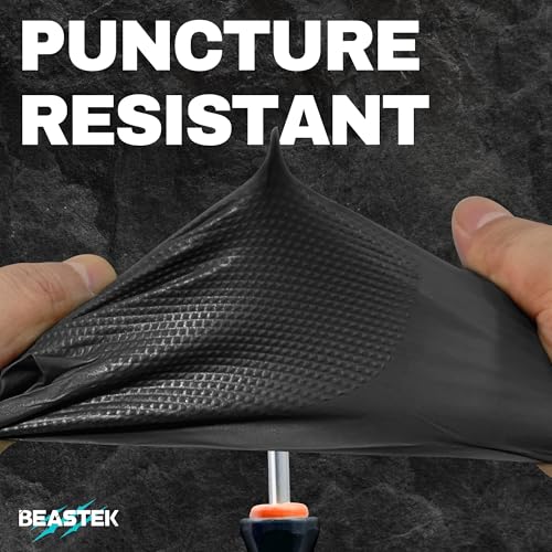 BEASTEK Nitrile Disposable Gloves, 8Mil Latex & Powder Free Chemical Resistant Heavy Duty Cooking Diamond Gloves Black 100Pcs - color: X-large (Black)