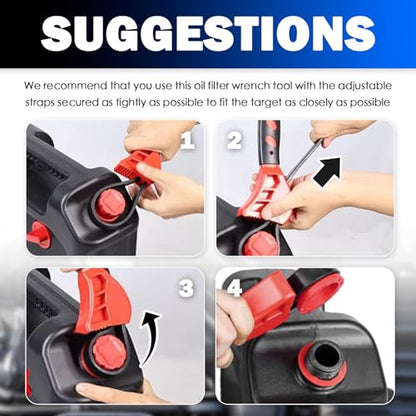 2PCS Rubber Strap Wrench Plumbing,Non-Slip Universal Oil Filter Wrench | with 8" Large & 6" Small for Oil Filter,Drain,Pipes,Sewer Cap,Adjustable Strap Wrenches Heavy Duty