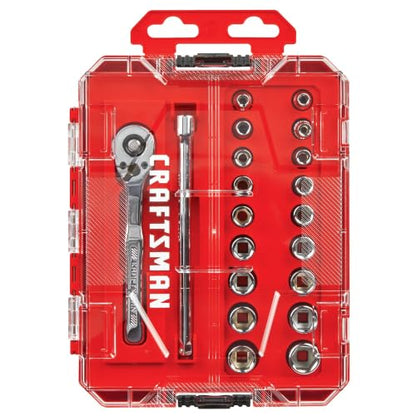 CRAFTSMAN Mechanics Tool Set, 1/4 Inch Drive, 20 Piece, 90-Tooth (CMMT12108)