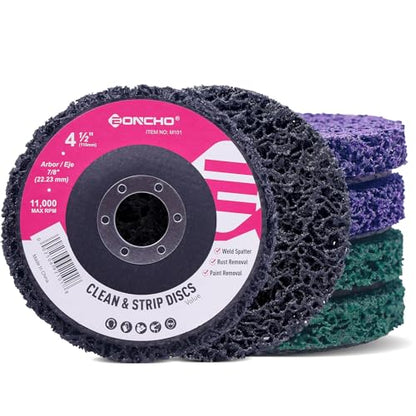 Stripping Discs 4-1/2" Paint & Rust Removal Wheels for Angle Grinder, Paint Rust Oxidation Weld Scale & Coating Removal Stripping Wheels, Multi-Color Abrasive Disc Set 6-Pack（Black Purple Green） - color: PURPLE&BLUE&BLACK
