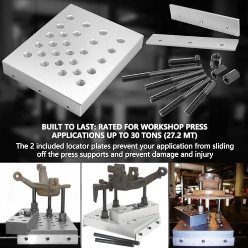 Universal Drill Press Support Block Plate Tool Set Kit, 30 Ton – Bearing and Bushing Repair Removal Installation - color: Silver