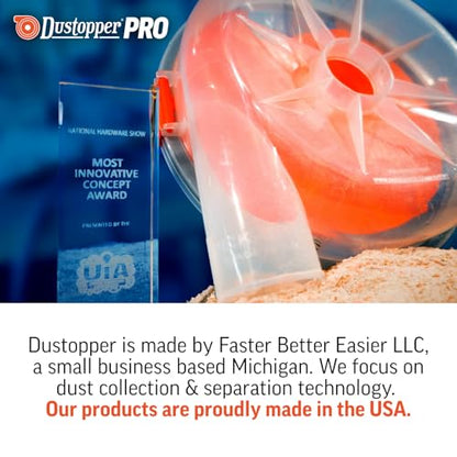 The Dustopper PRO, Low-Profile Dust Separator for Shop Wet/Dry Vacuums with at least 5HP. Includes High-Flow 90 Degree Sweep Elbows and Connection Hose. Fits Standard 5 Gallon Buckets, Made in USA - style: Complete Assembly – Separator, Hose & Elbows
