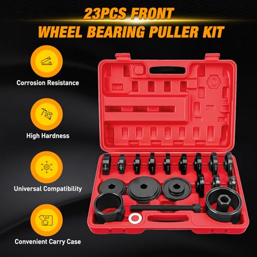 GOOACC Wheel Bearing Removal Tool Kit, 23PCS Wheel Bearing Press Kit for Front Wheel Drive Bearing Removal & Installation Universal Hub Bushing Press Sleeves Puller Tool Set with Sliding Screws, Red - color: 23pc Wheel Bearing Removal Red
