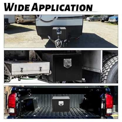 Steel Plated Underbody Truck Tool Box,Steel Truck Storage Organizer-Black | Waterproof Tongue Box for Storage with Smooth Surface for Truck, Pickup, RV, Trailer - Black, 18" x 12" x 14" Inch - size: 18" x 12" x 14"
