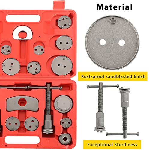 24PCS Disc Brake Caliper Tool Kit | Heavy Duty Brake Caliper Compression Tool for Brake Pad Replacement Reset, Fits Most American European Japanese Autos (Red) - color: Red