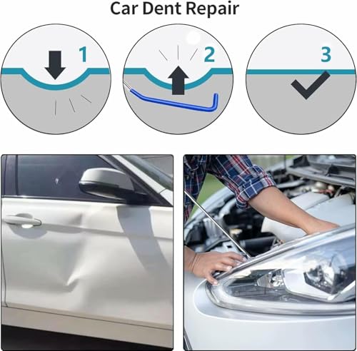 17 PCS Stainless Steel Repair Tools, Car Door Lockout Kit, 68" Long Reach Kit with Air Wedge, Professional Automotive Tool Set