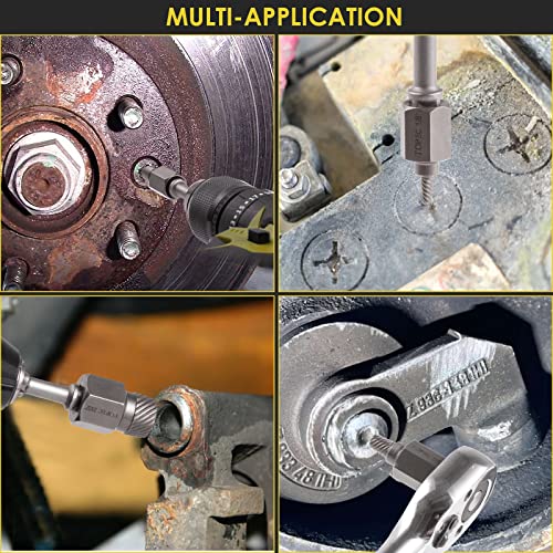 Topec 25Pcs-Double Head Screw Extractor Set 3/8” Drive 2-in-1 | Newest Version Functional Easy Out Bolt Extractor Set, Premium CR-MO Steel Rounded Bolt Remover - color: 25-piece 3/8'' Drive