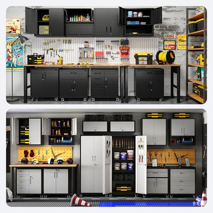 Metal Tool Cabinet,Garage Storage Cabinet System,Wall Cabinet & Locking Rolling Tool Cabinet with Doors and Adjustable Shelves,Steel Tool Cabinets for Home - color: Black
