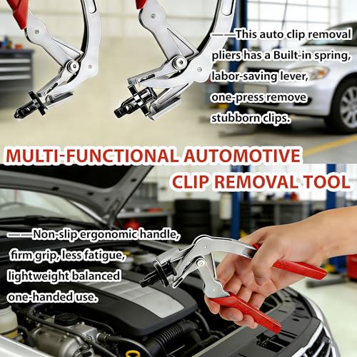 Panel Clip Removal Pliers, Auto Fastener Clip Removal Pliers, Multi-functional Automotive Clip Tool, 17-4 Stainless Steel, for Auto Trim & Fastener, Damage-Free Disassembly (Red+Blue) - color: Red+blue