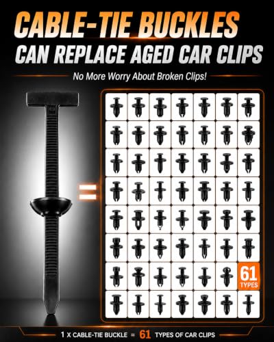 13 Pcs Auto Trim Removal Tool Kit with Clip Removal Tool, Car Clip Pliers, Hook Tools, Universal Cable Tie Buckle for Car Interior Panel, Plastic Clips, Dashboard, Door Clips