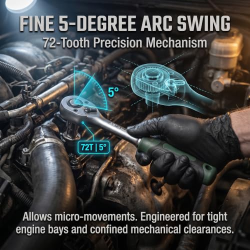 72-Tooth Drive Ratchet Wrench for Socket Set, Reversible Chrome Vanadium Steel Socket Wrench for Auto Repair, Quick-Release Ergonomic Hand Tool(12.7mm) - color: 12.7mm