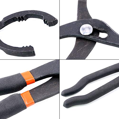 Glarks Universal Oil Filter Wrench Set, A 12-Inch Long Handle Grip Pliers with A 3 Jaw 2-Way Remover Tool, Adjustable Oil Filter Wrench for Car, Motorcycle and Trucks Use