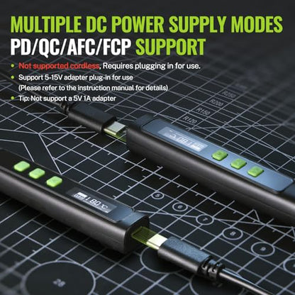 WORKPRO DC Soldering Iron Kit, Fast Heating Soldering Iron Pen with 3 Tips, Portable Lightweight Solder Iron for Electronics, Metal, DIY, Accurate Temp Control, OLED Screen Display, PD/QC Protocols