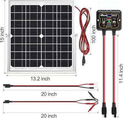 SOLPERK Solar Panel Kit 20W 12V, Waterproof Solar Battery Trickle Charger Maintainer + Smart MPPT Controller + Adjustable Mount Bracket for Boat Car RV Motorcycle Marine Automotive - size: 20W MPPT Kit