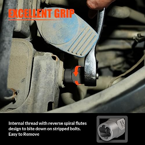 Coobeast Bolt Extractor Set Heavy Duty, 13Pcs Bolt Extractor Kit with 3/8 Inch Adapter, Stripped Lug Nut Remover, Easy Out Bolt Remover Set for Rusted, Rounded, Damaged Nuts Screws - size: 14 PCS