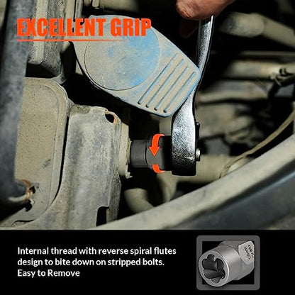 Coobeast Bolt Extractor Set Heavy Duty, 13Pcs Bolt Extractor Kit with 3/8 Inch Adapter, Stripped Lug Nut Remover, Easy Out Bolt Remover Set for Rusted, Rounded, Damaged Nuts Screws - size: 14 PCS