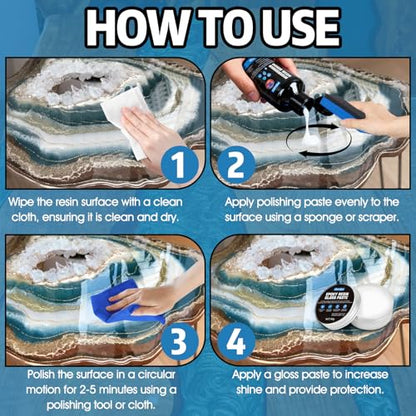 Resin Polishing Kit, Resin Sanding and Polishing Kit, Epoxy resins polishings Kits, Remove Scratches, Achieve a Mirror Effect, Restoring the Shine to Tables and Handicrafts