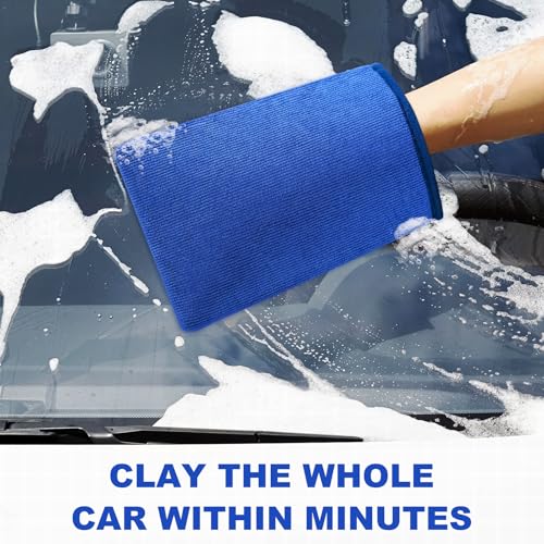Clay Mitt Auto Detailing 2 Pack, Fine Grade Microfiber Car Clay Bar Mitt, DIY Detail Tool & Kit Car Detailing Alternative (Blue) - color: Blue, size: 2 Pack