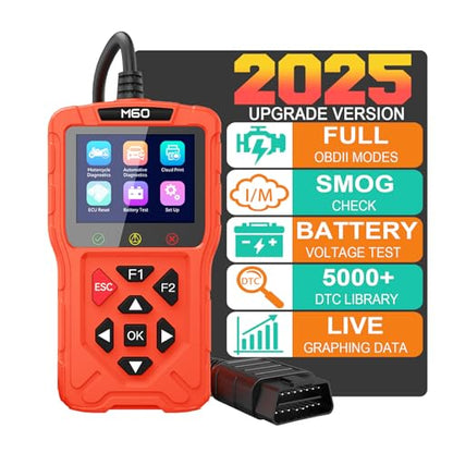 OBD2 Scanner Diagnostic Tool for Car,Professional Check Engine Code Reader,Battery Tester,Live Data,Freeze Frame,I/M Readiness,Works for All Vehicles Since 1996
