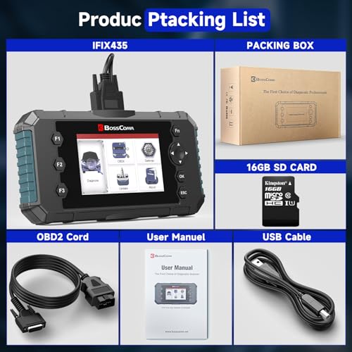 2026 BOSSCOMM IFIX435 All Systems OBD2 Scanner Diagnostic Tool,ABS SRS(Airbag) Transmission Engine Code Reader Diagnostic Scanner for Cars with Auto VIN, Easy to Use, Lifetime Free Update，EN/ES Ver