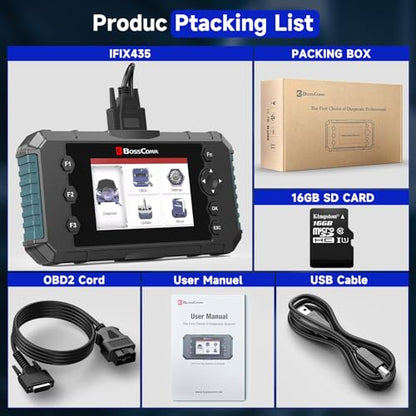 2026 BOSSCOMM IFIX435 All Systems OBD2 Scanner Diagnostic Tool,ABS SRS(Airbag) Transmission Engine Code Reader Diagnostic Scanner for Cars with Auto VIN, Easy to Use, Lifetime Free Update，EN/ES Ver