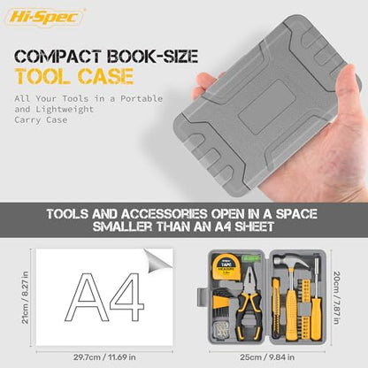 Hi-Spec Small Tool Kit Compact Set for Home and Office DIY, Yellow | 25pc, Mini Tool Box, Basic Household Repairs, Starter Toolkit, Compact Case, Everyday Fixes, Apartment and office tool set - color: Yellow, size: 25 Piece